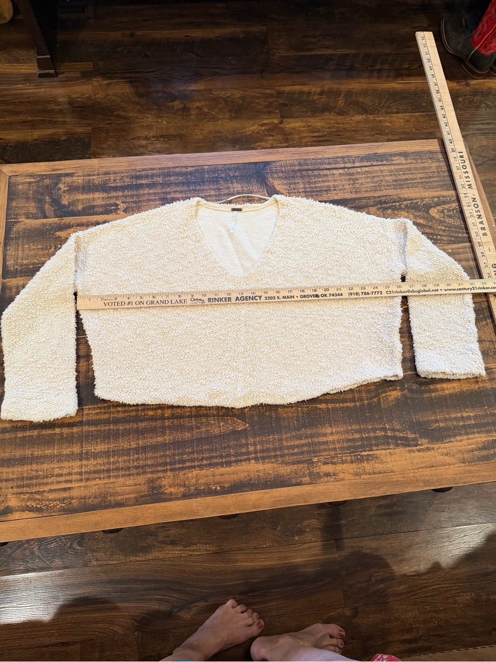 Free People Cozy Cream V-Neck Sweater - Picture 3 of 5
